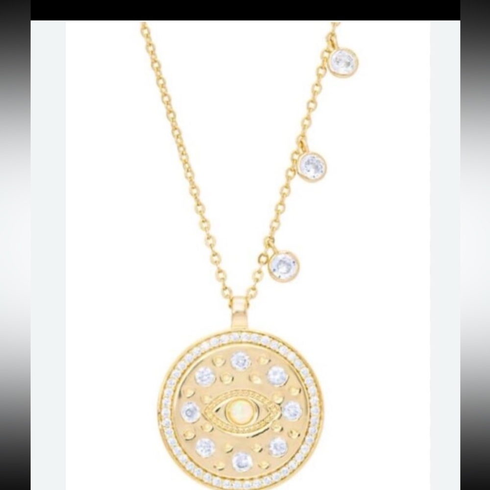 Macy's Cubic Zirconia Simulated Opal Evil Eye Pendant Necklace